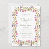 Whimsical Folk Art Floral Wedding 招待状 (正面)