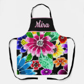 Whimsical Folk-Art Flowers Floral Personalized エプロン (正面)