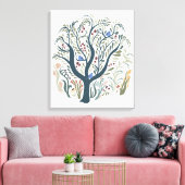 Whimsical Folk Art Forest Earth Tones Canvas Art キャンバスプリント (インサイチュ (リビング))