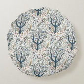 Whimsical Folk Art Forest Round Pillow  ラウンドクッション (裏面)