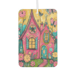 Whimsical Folk Art Houses カーエアーフレッシュナー