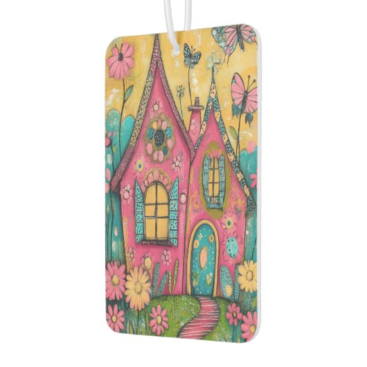 Whimsical Folk Art Houses カーエアーフレッシュナー (左)