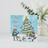  whimsical forest クリスマス ホリデー グリーティング カード (スタンド正面)