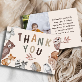  whimsical forest animal birthday thank you card サンキューカード