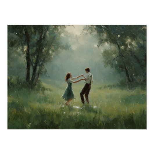 Whimsical Forest Dance Couple Scene ポスター (正面)