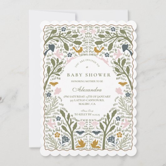 Whimsical Forest Folk Baby Shower 招待状 (正面)