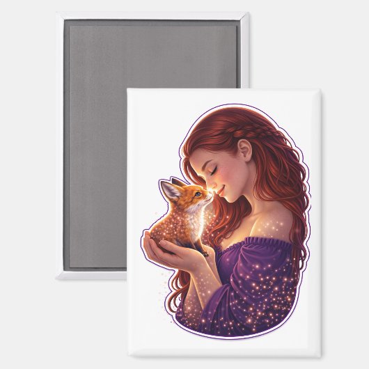 Whimsical Forest Fox マグネット (正面/裏面)