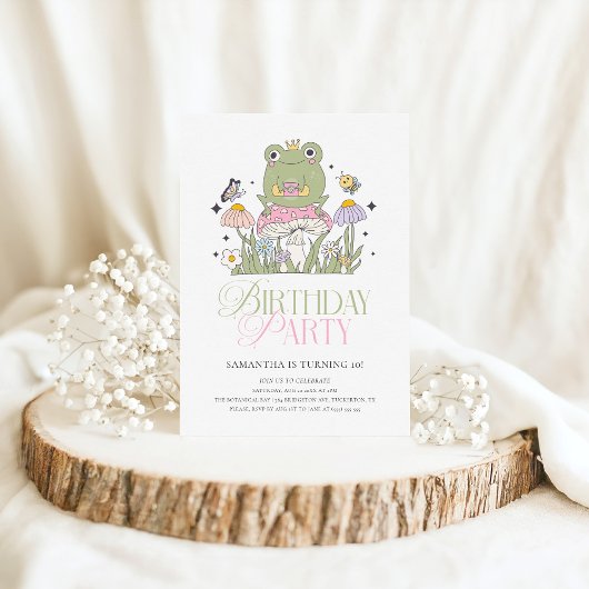  whimsical forest frog girl 誕生日 招待状