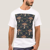 Whimsical Forest Mushrooms Seamless Botan Pattern Tシャツ (正面)