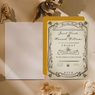 whimsical forest vintage style wedding invitation 招待状