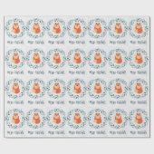 Whimsical Fox in Christmas Wreath ラッピングペーパー (フラット)