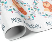 Whimsical Fox in Christmas Wreath ラッピングペーパー (ロールコーナー)