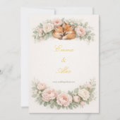 Whimsical Fox & Pastel Floral Wedding Invitation 招待状 (正面)