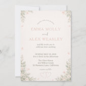 Whimsical Fox & Pastel Floral Wedding Invitation 招待状 (裏面)