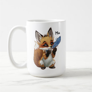 Whimsical Fox with a Feather コーヒーマグカップ