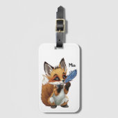 Whimsical Fox with a Feather ラゲッジタグ (正面縦)