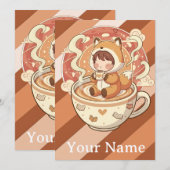  Whimsical Fox's Cozy Read Greeting Card シーズンカード (正面/裏面)