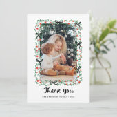 Whimsical Frame and Bow | Photo Christmas サンキューカード (スタンド正面)