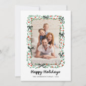 Whimsical Frame and Bow | Photo Happy Holidays シーズンカード (正面)