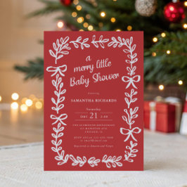 Whimsical frame and bows Merry little baby shower 招待状