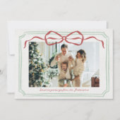 Whimsical Frame Holiday Bow Family Photo Card シーズンカード (正面)
