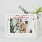 Whimsical Frame Holiday Bow Family Photo Card シーズンカード (スタンド正面)