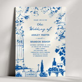 Whimsical French Blue Garden Pastoral Wedding 招待状