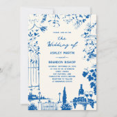 Whimsical French Blue Garden Pastoral Wedding  招待状 (正面)