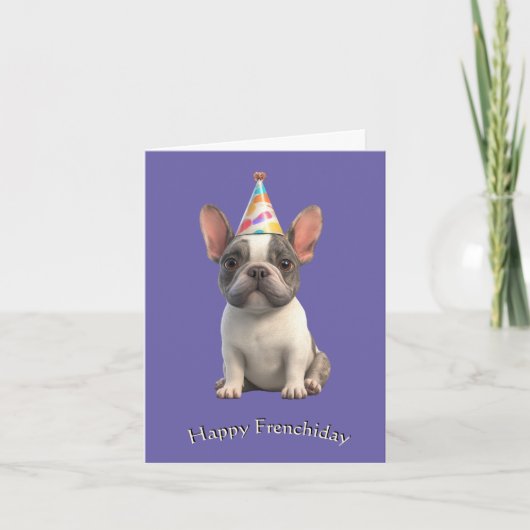 Whimsical French Bulldog Birthday Greetings カード (正面)