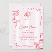 Whimsical French Fun Hand Drawn Bridal Shower 招待状 (正面)