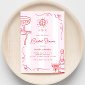 Whimsical French Fun Hand Drawn Bridal Shower 招待状