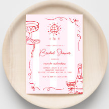 Whimsical French Fun Hand Drawn Bridal Shower