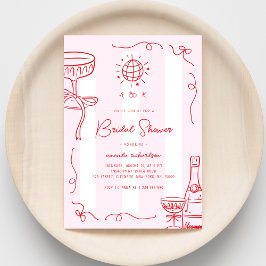 Whimsical French Fun Hand Drawn Bridal Shower 招待状