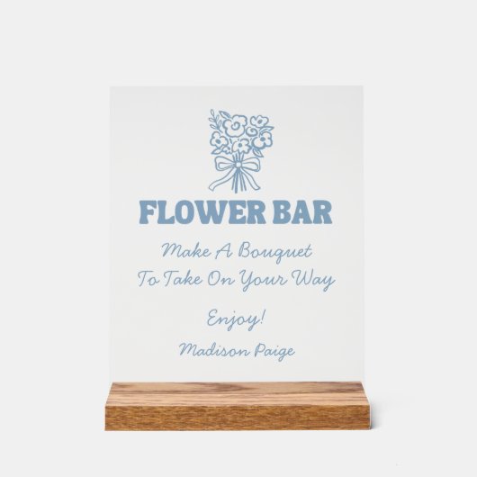 Whimsical Fresh Off The Market Blue Bridal Shower アクリルサイン (正面)