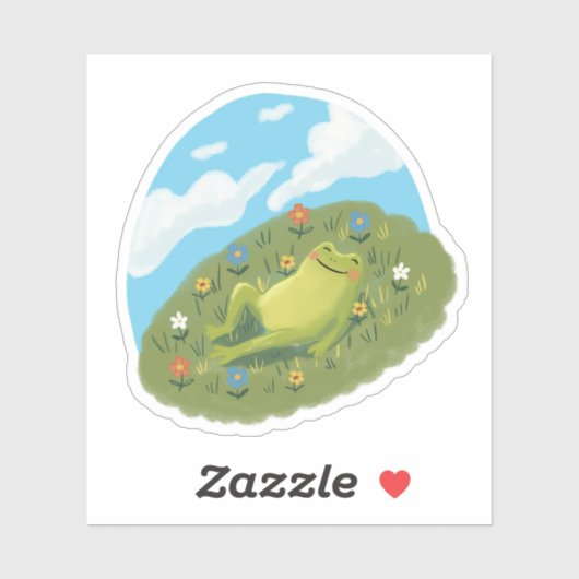 Whimsical Frog Chilling On The Hill Illustration シール (シート)