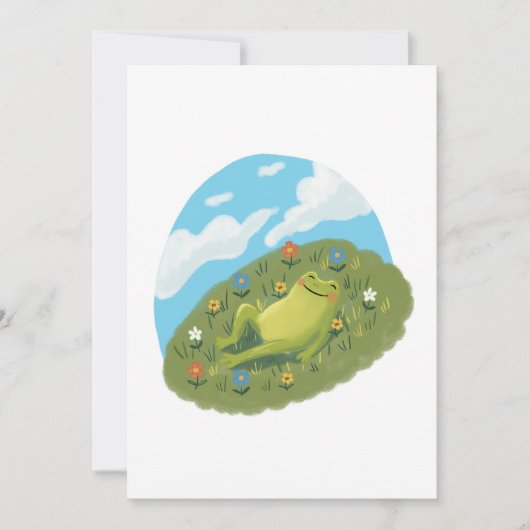 Whimsical Frog Chilling On The Hill Illustration 招待状 (正面)