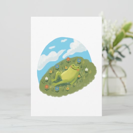 Whimsical Frog Chilling On The Hill Illustration 招待状 (スタンド正面)