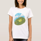 Whimsical Frog Chilling On The Hill Illustration Tシャツ (正面)