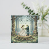 Whimsical Frog Couple Wedding Thank You Card サンキューカード (スタンド正面)