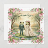 Whimsical Frog Couple Wedding Thank You Card サンキューカード (正面/裏面)