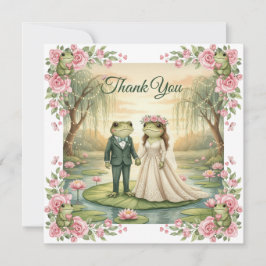 Whimsical Frog Couple Wedding Thank You Card サンキューカード
