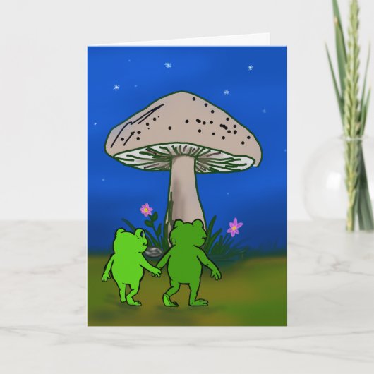 Whimsical Frog Cute Woodland Art Friendship Card サンキューカード (正面)