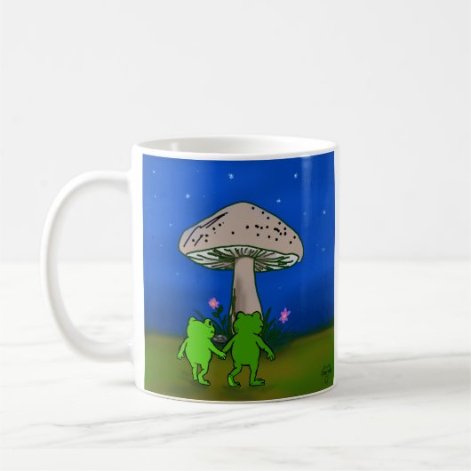 Whimsical Frog Journey Storybook Woodland Art Mug コーヒーマグカップ (左)
