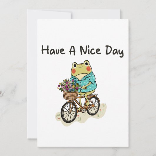 Whimsical Frog Riding A Bike Illustration 招待状 (正面)