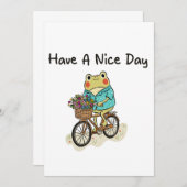 Whimsical Frog Riding A Bike Illustration 招待状 (正面/裏面)
