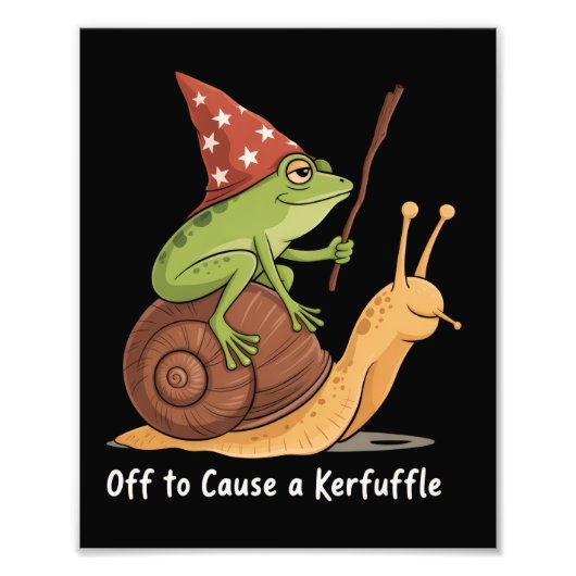 Whimsical Frog Wizard Off to Cause A Kerfuffle  フォトプリント (正面)