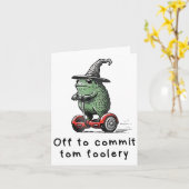 Whimsical Frog Wizard Off To Commit Tom Foolery Fr カード (黄色い花)