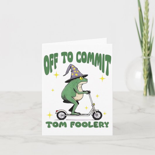 Whimsical Frog Wizard Off To Commit Tom Foolery Fr カード (正面)