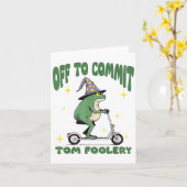 Whimsical Frog Wizard Off To Commit Tom Foolery Fr カード (黄色い花)
