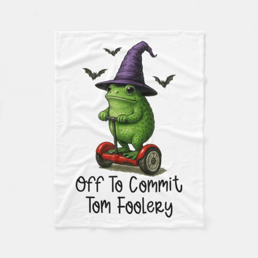 Whimsical Frog Wizard Off To Commit Tom Foolery Fr フリースブランケット (正面)